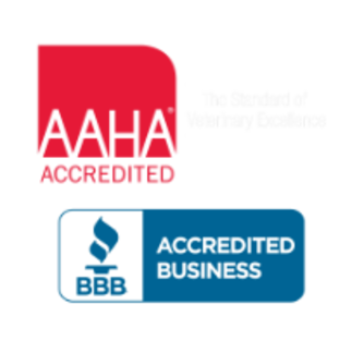 The American Animal Hospital Association (AAHA) Accredited and Better Business Bureau (BBB) Logo